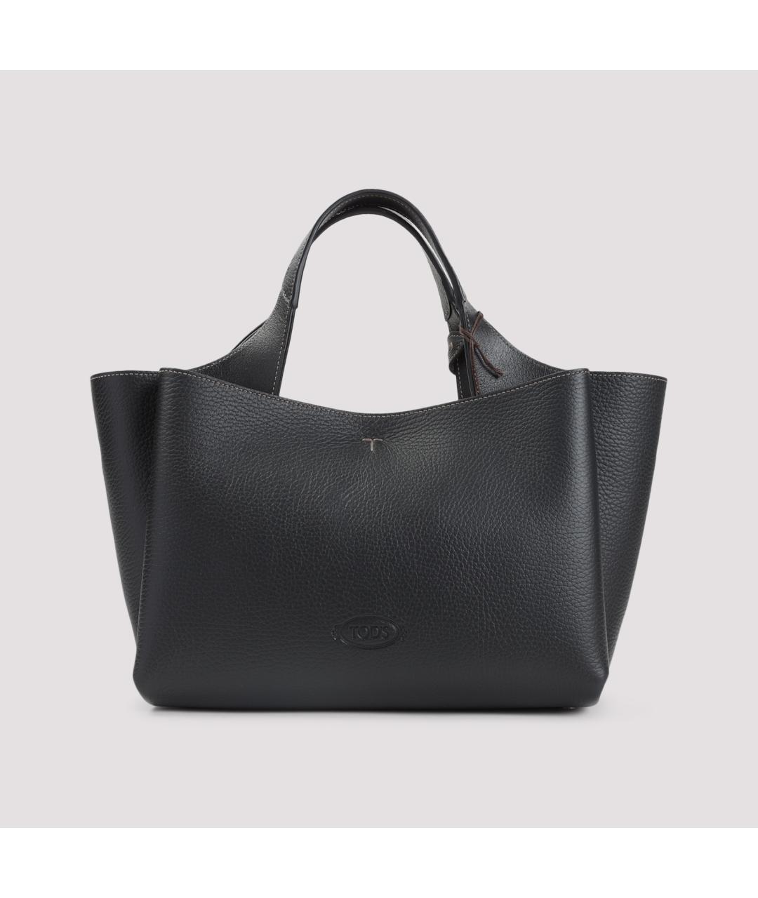 TOD'S Черная кожаная сумка тоут, фото 2