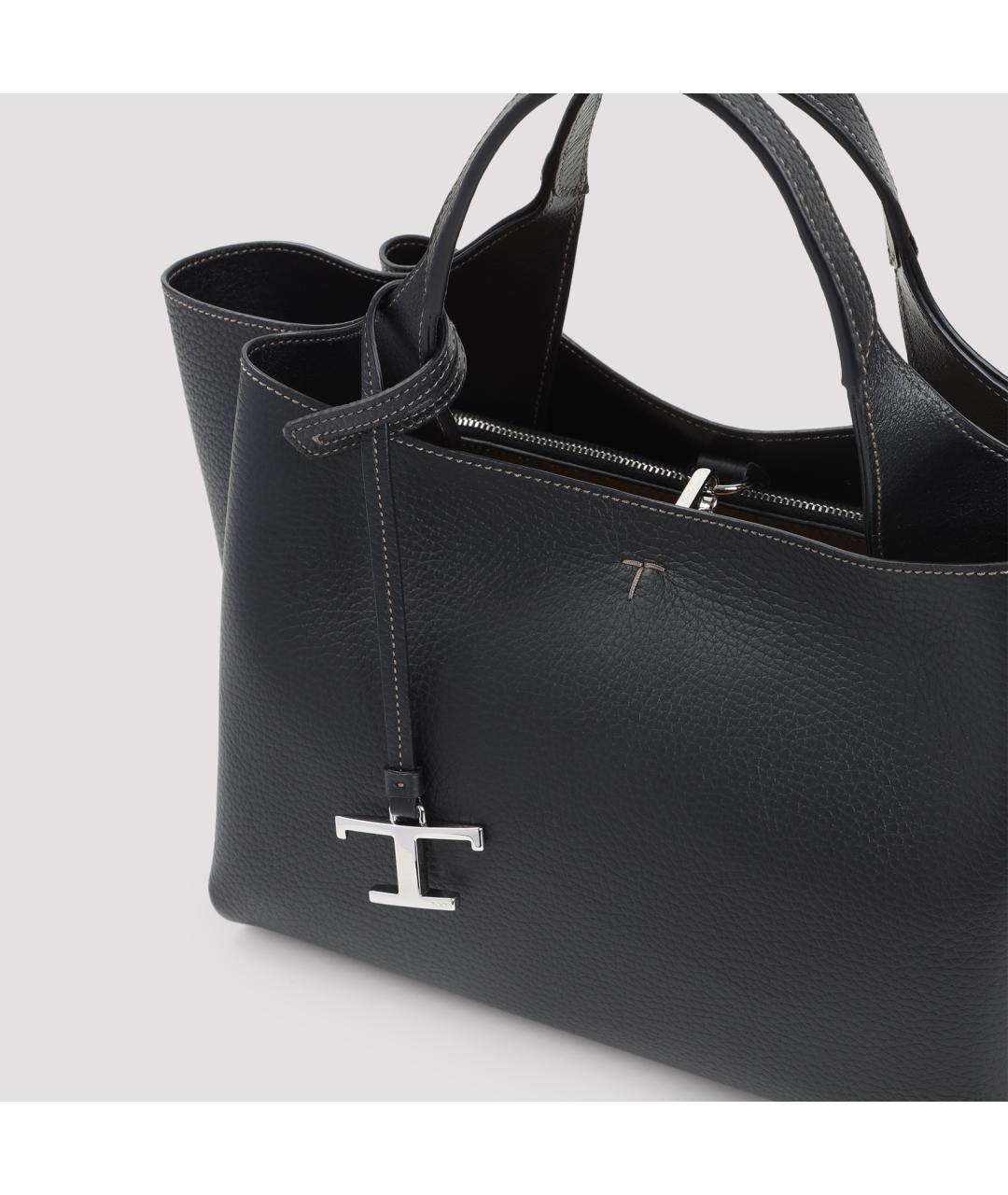 TOD'S Черная кожаная сумка тоут, фото 3