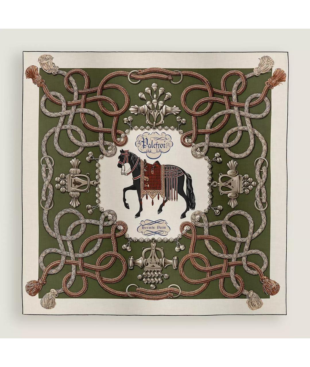 HERMES Зеленый кашемировый платок, фото 2