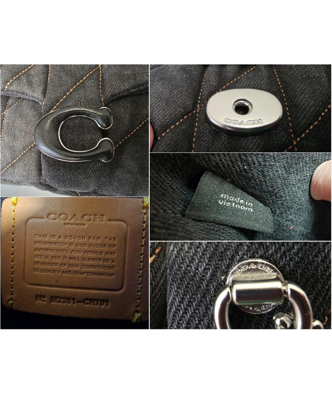 COACH Антрацитовая деним сумка через плечо, фото 5