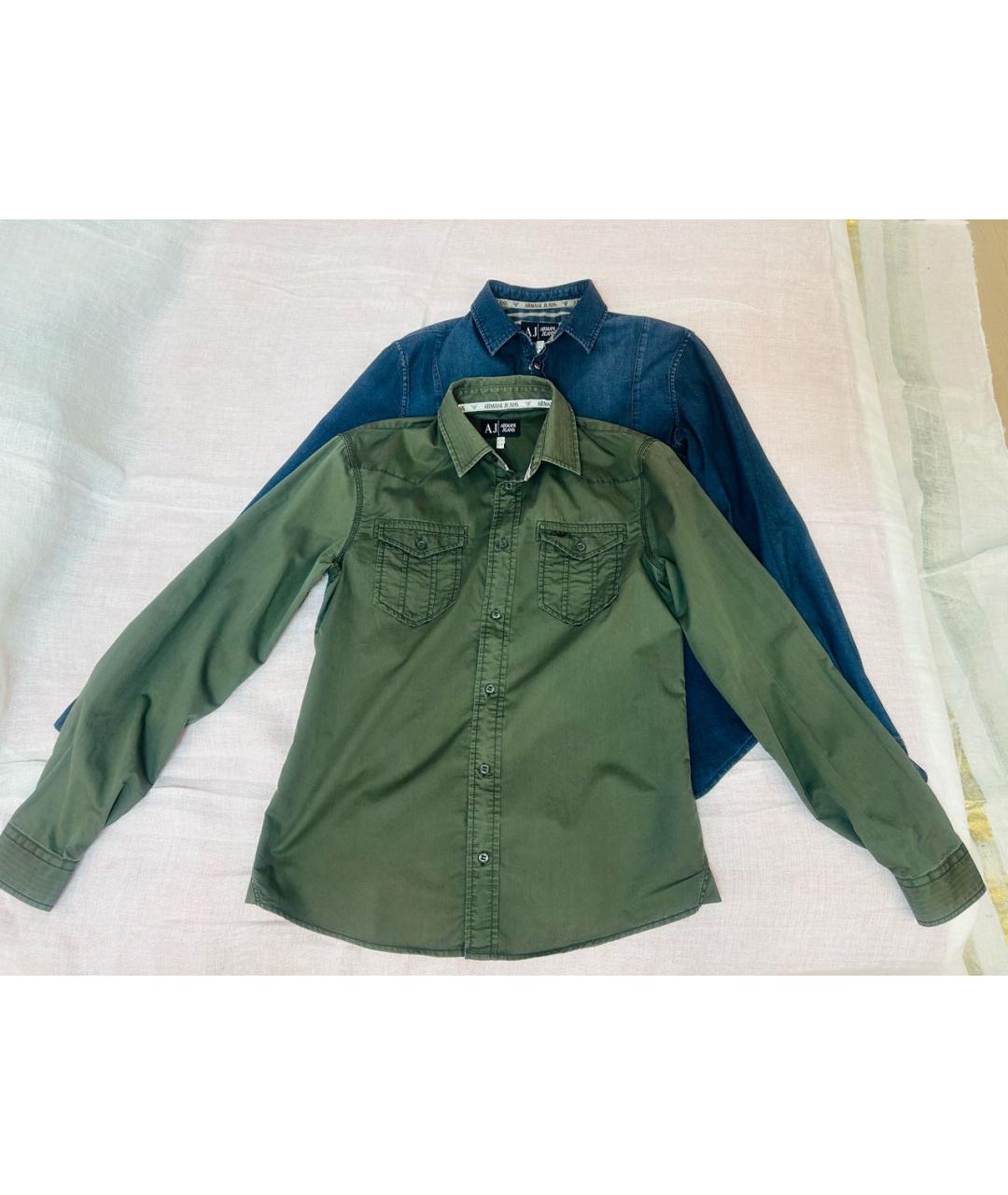 ARMANI JEANS Темно-синяя хлопковая кэжуал рубашка, фото 8