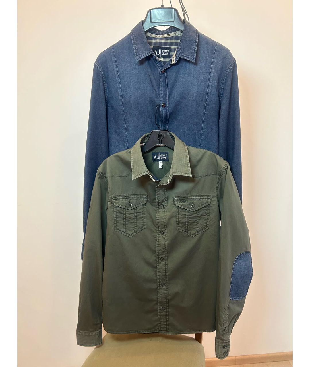 ARMANI JEANS Темно-синяя хлопковая кэжуал рубашка, фото 5