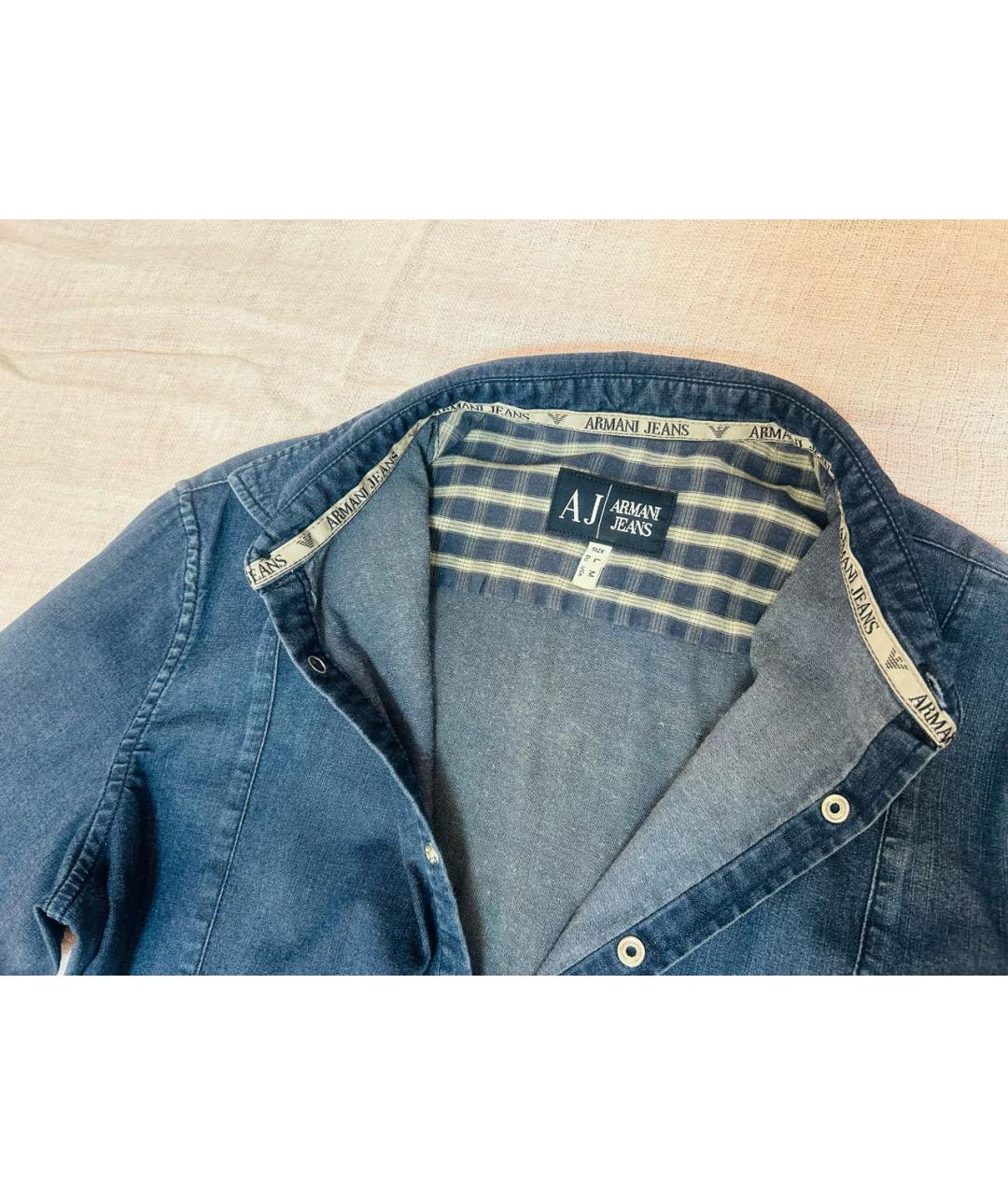 ARMANI JEANS Темно-синяя хлопковая кэжуал рубашка, фото 7