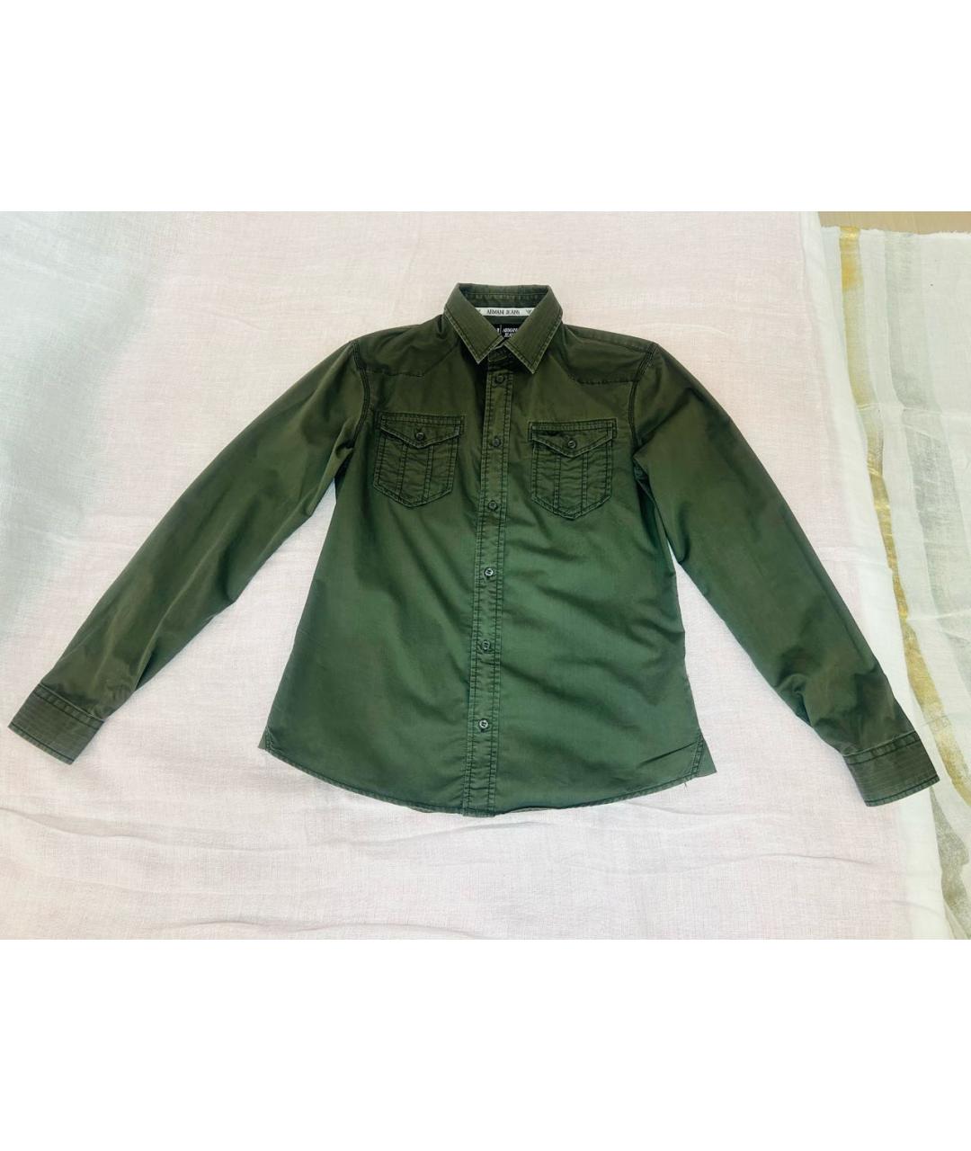 ARMANI JEANS Темно-синяя хлопковая кэжуал рубашка, фото 9