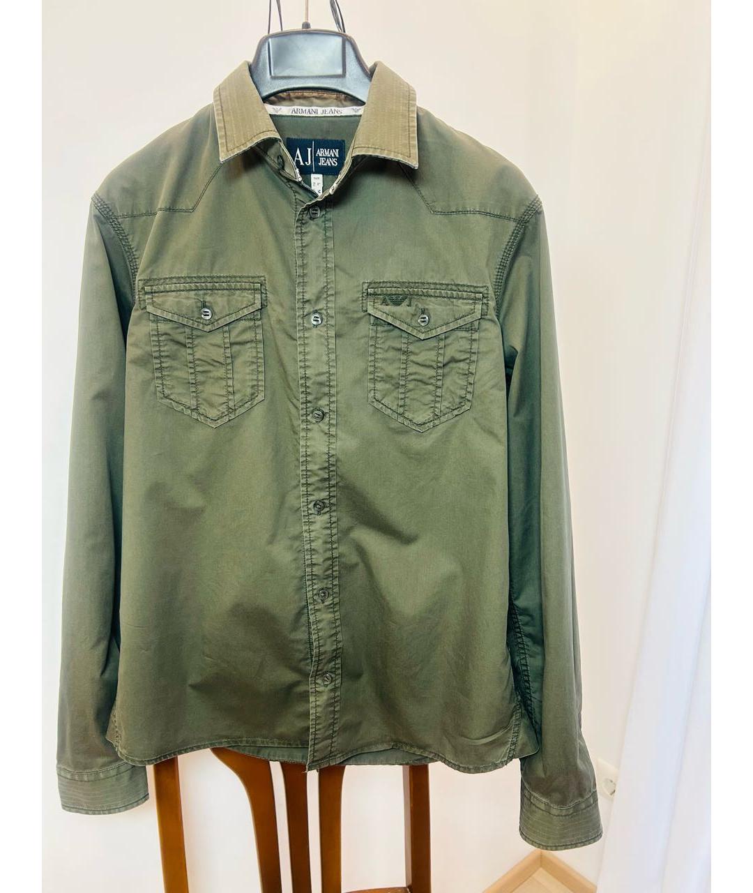 ARMANI JEANS Темно-синяя хлопковая кэжуал рубашка, фото 4