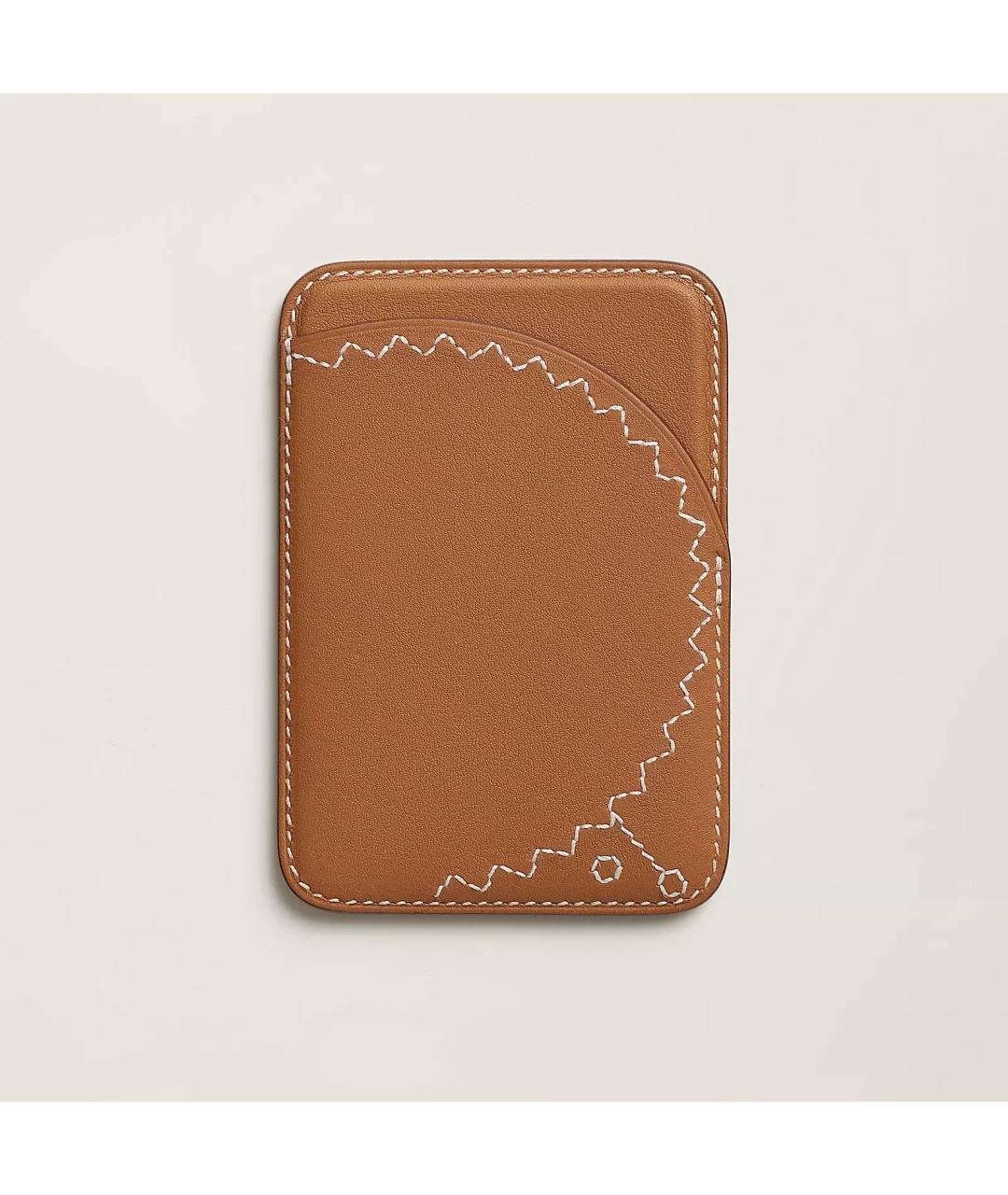 HERMES Золотой кожаный кардхолдер, фото 2