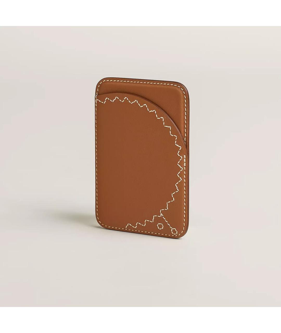 HERMES Золотой кожаный кардхолдер, фото 4