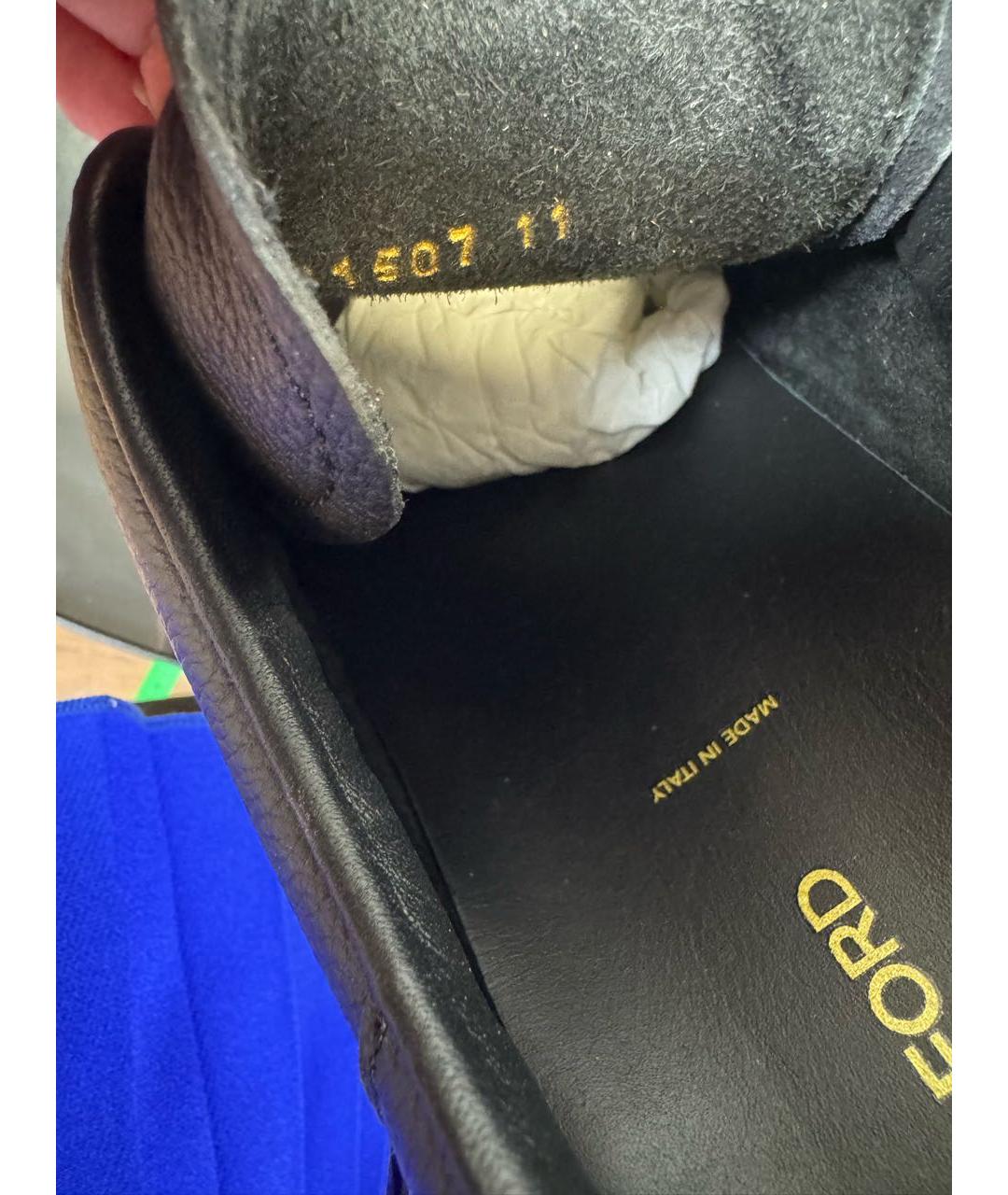 TOM FORD Черные кожаные низкие кроссовки / кеды, фото 6