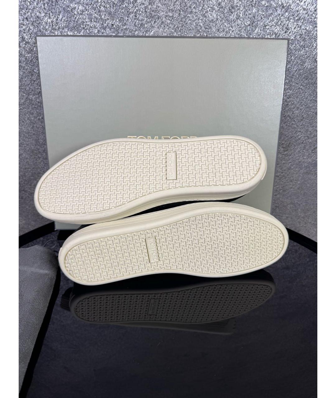 TOM FORD Черные кожаные низкие кроссовки / кеды, фото 7