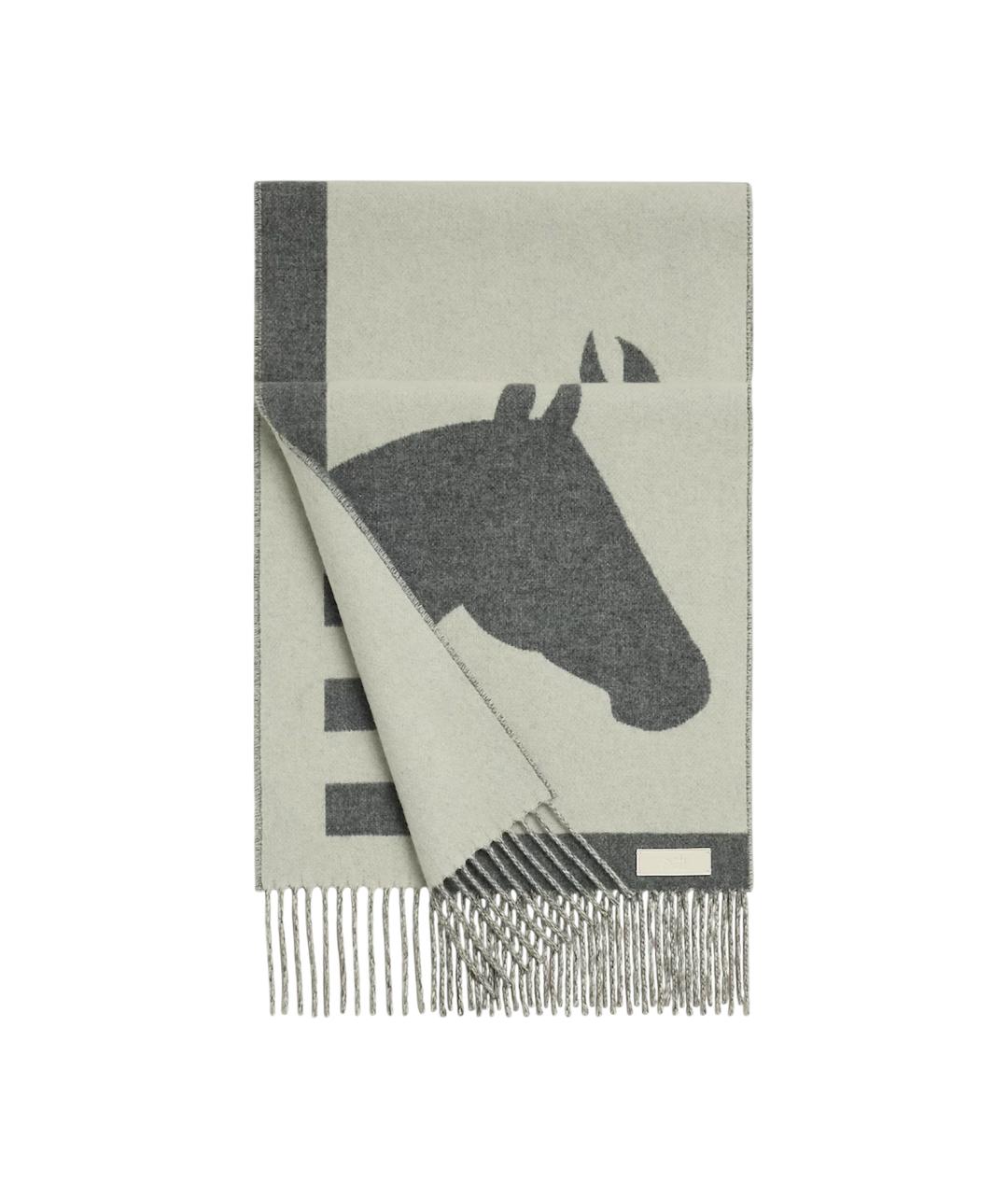 HERMES Серый кашемировый шарф, фото 1