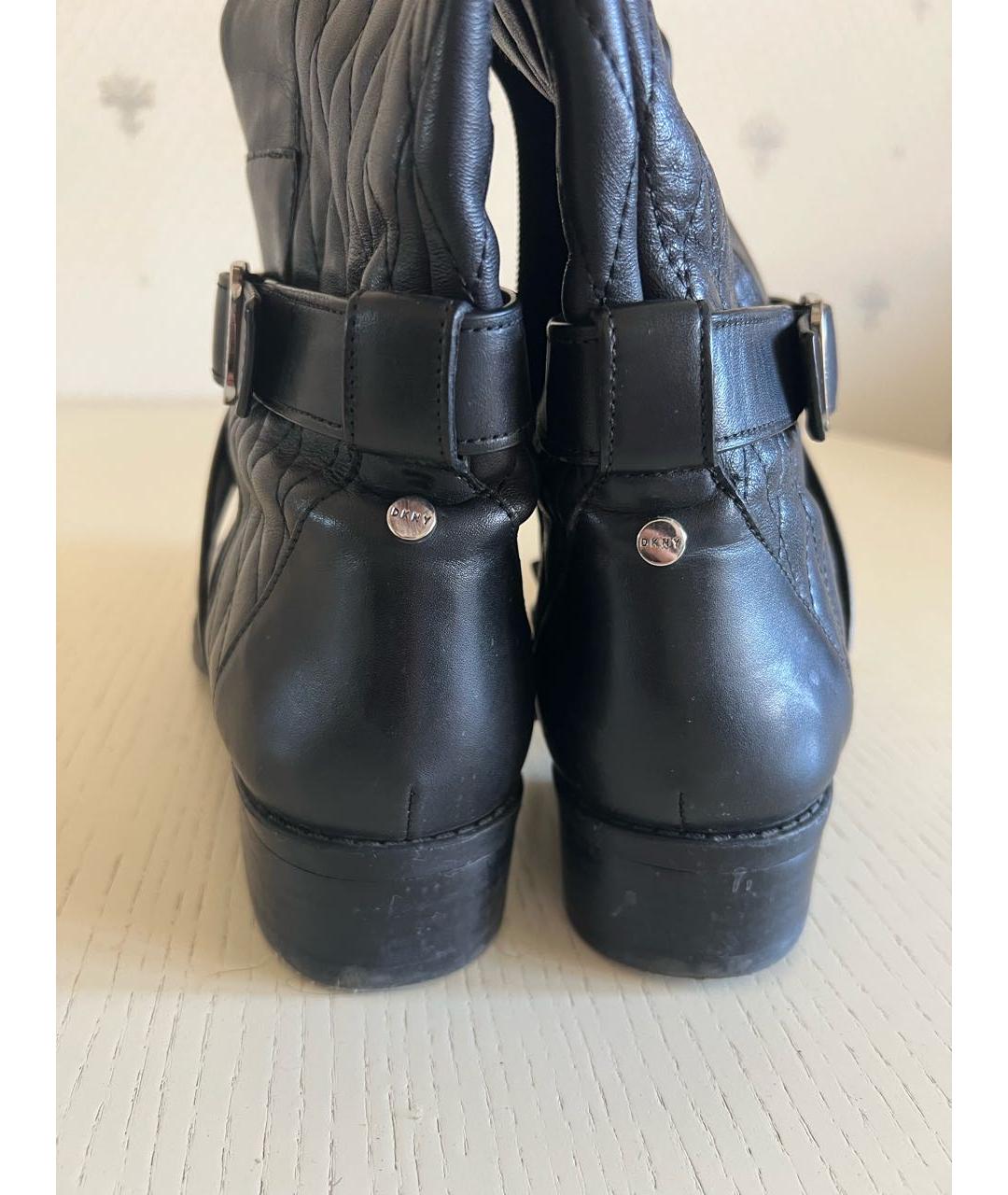 DKNY Черные кожаные сапоги, фото 4