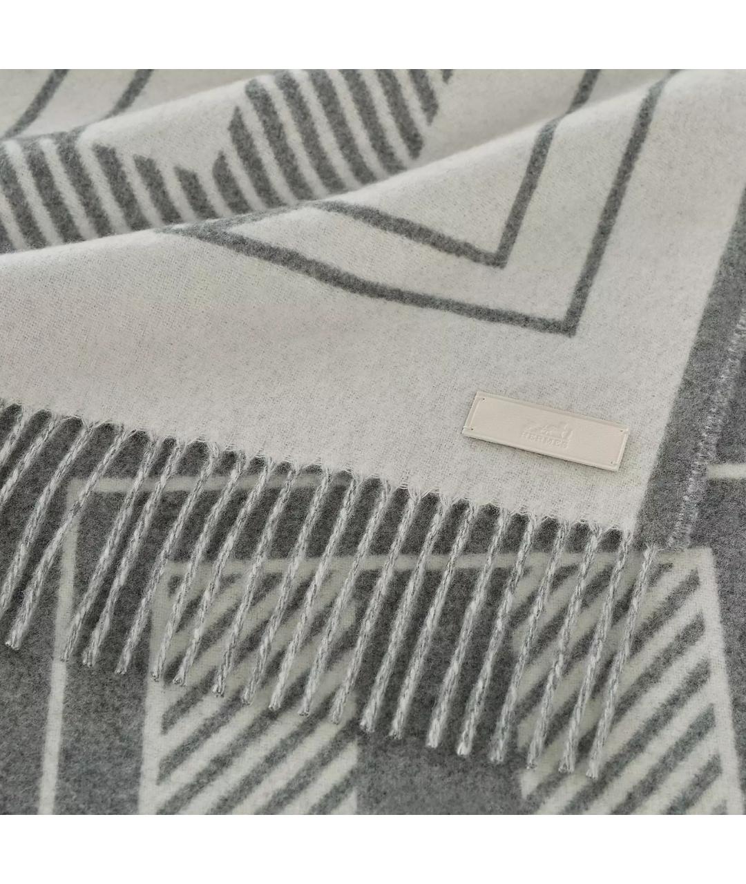 HERMES Серый кашемировый шарф, фото 3