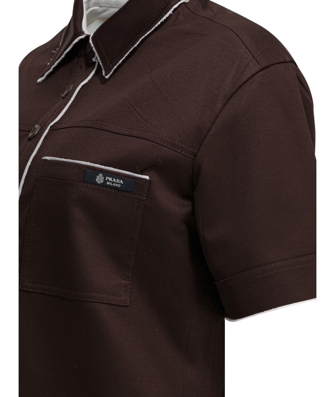 PRADA Коричневая хлопковая футболка, фото 3