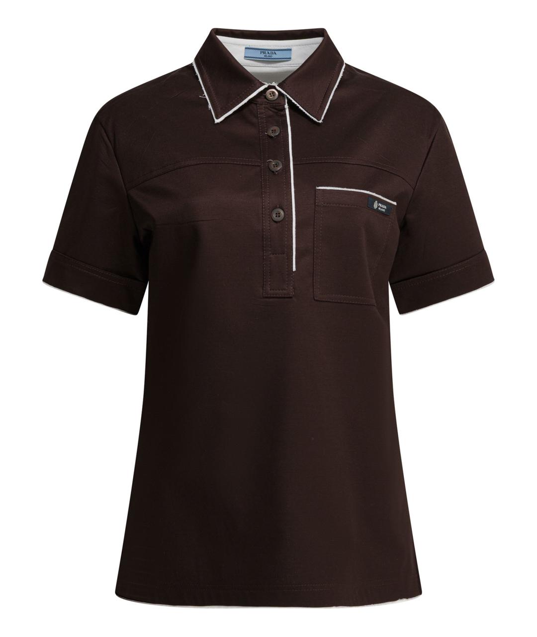 PRADA Коричневая хлопковая футболка, фото 1