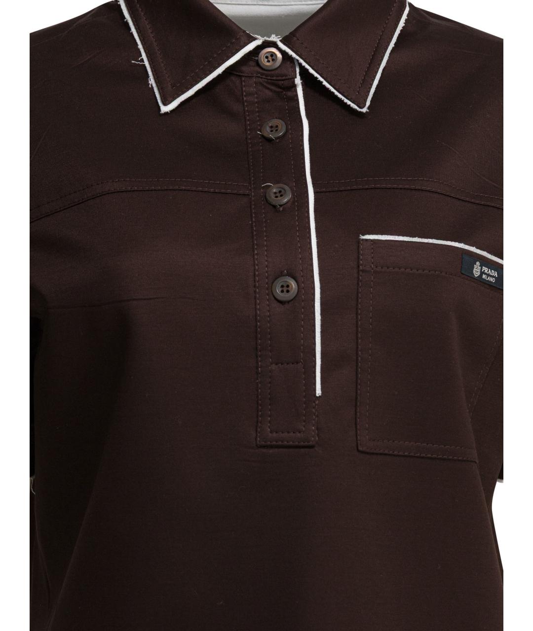 PRADA Коричневая хлопковая футболка, фото 2