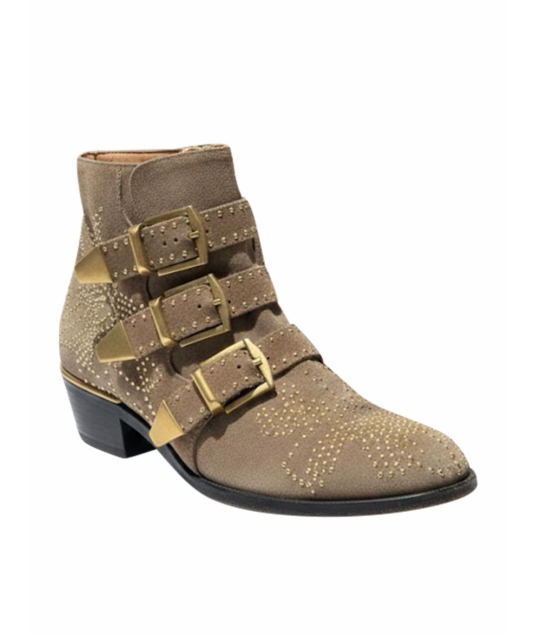 CHLOE Коричневые замшевые полусапоги, фото 1