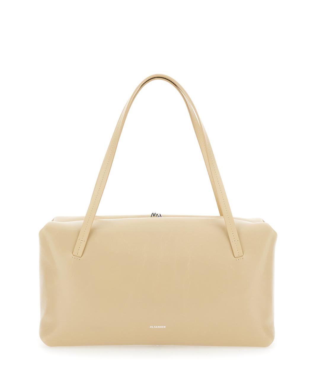 JIL SANDER Бежевая кожаная сумка тоут, фото 1