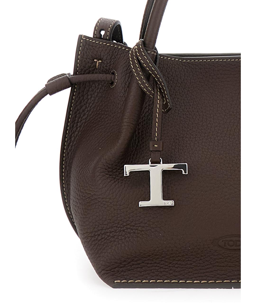 TOD'S Коричневая кожаная сумка с короткими ручками, фото 3