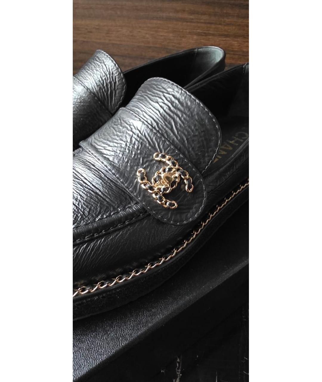 CHANEL Черные кожаные лоферы, фото 6