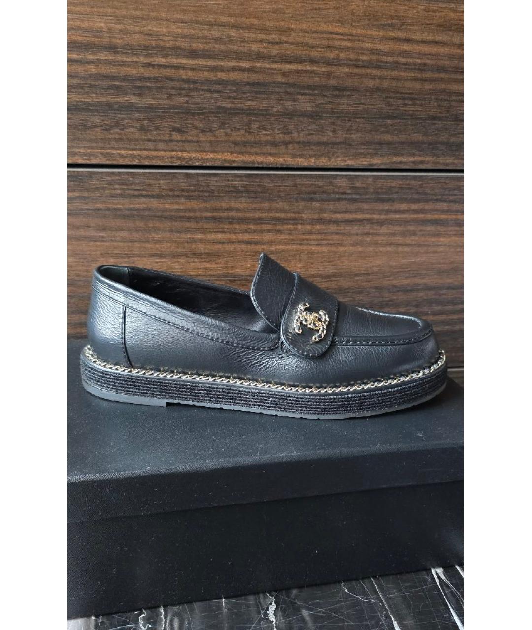 CHANEL Черные кожаные лоферы, фото 8