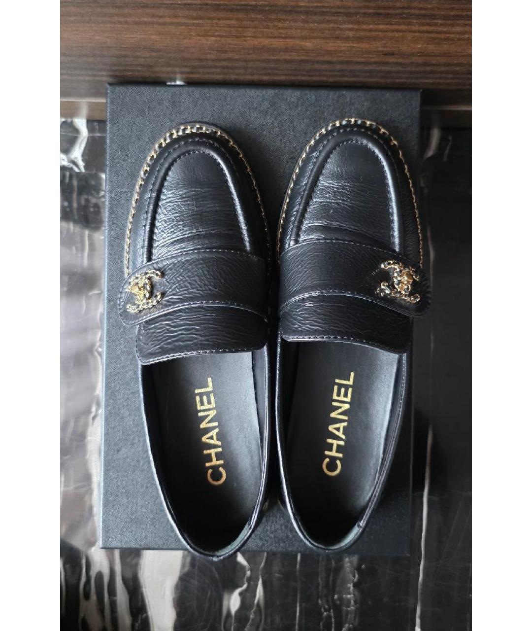 CHANEL Черные кожаные лоферы, фото 3
