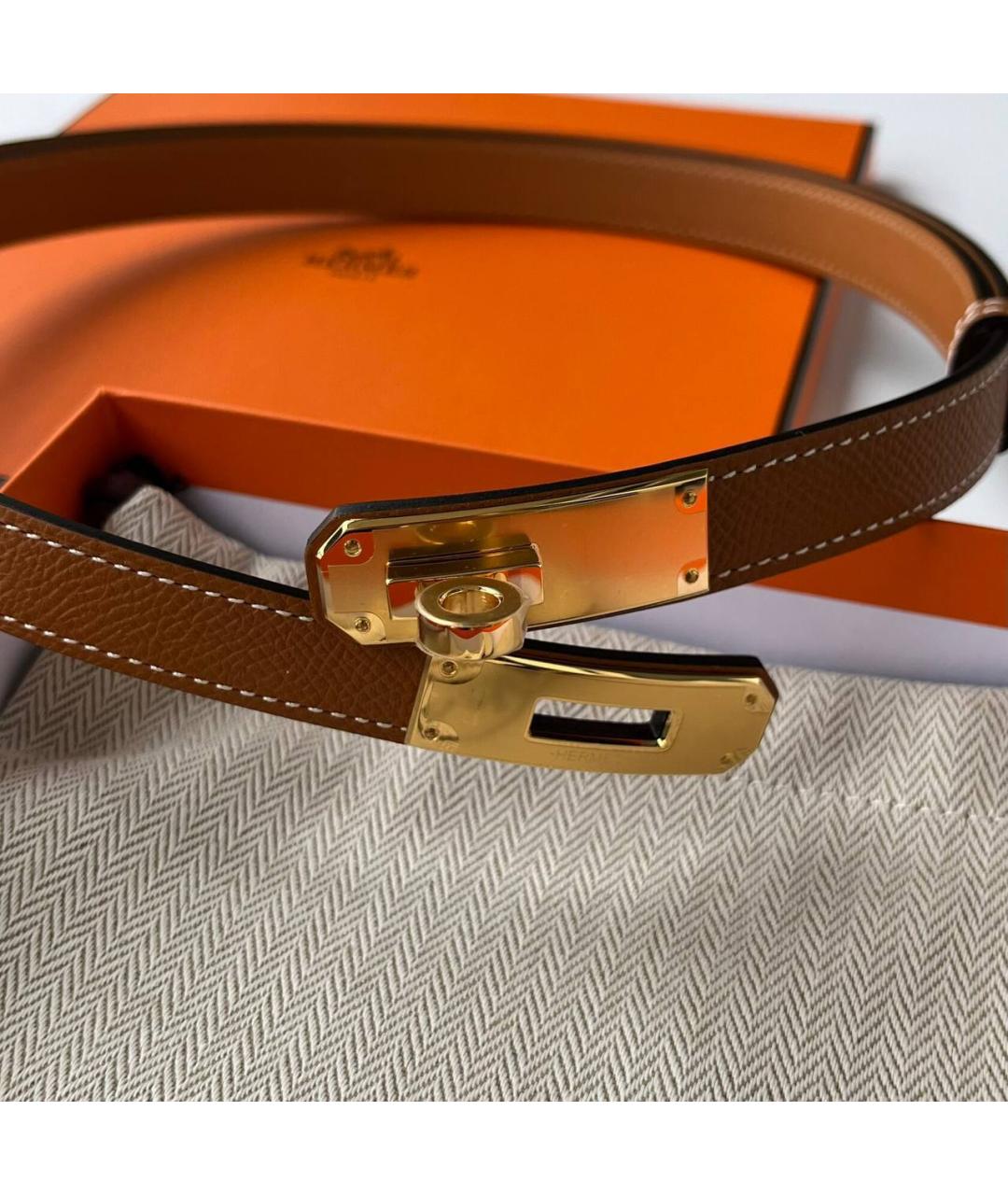 HERMES Коричневый кожаный ремень, фото 4