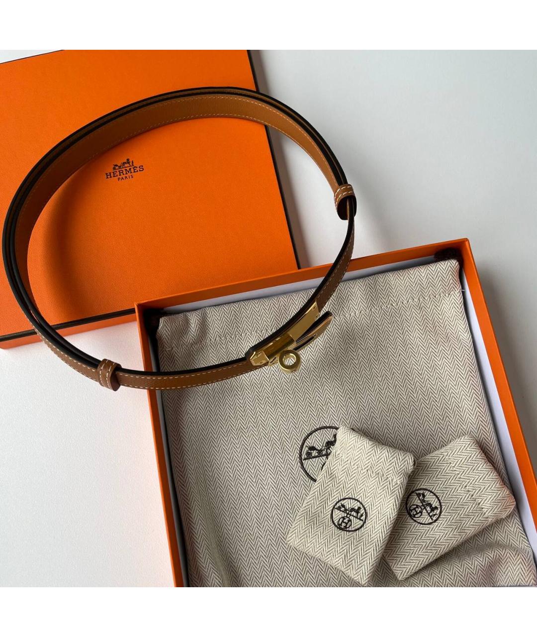 HERMES Коричневый кожаный ремень, фото 3