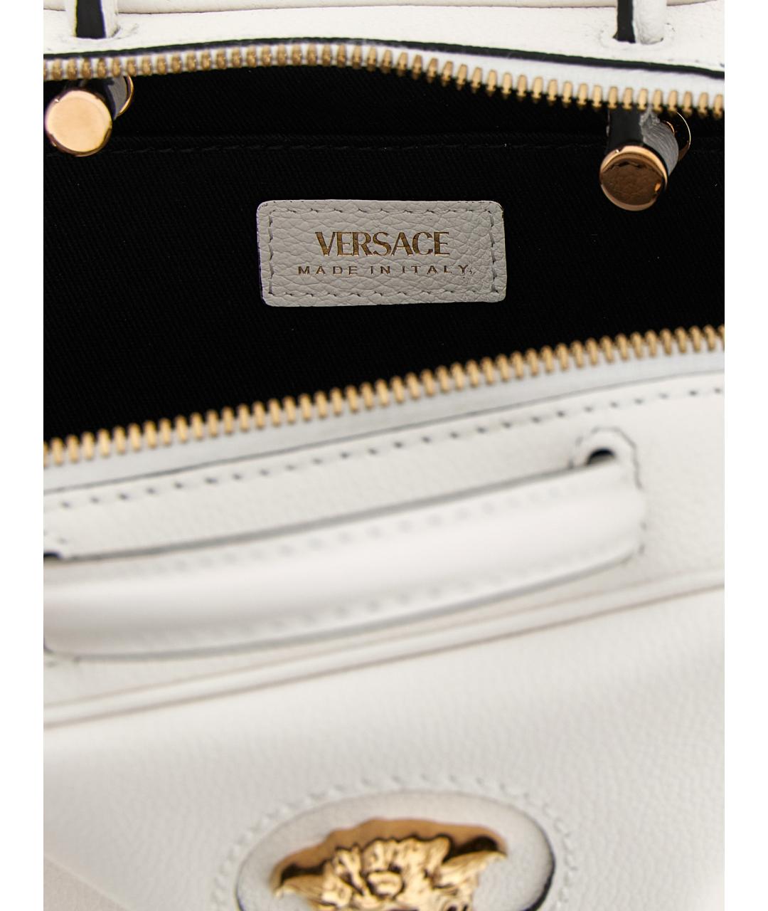 VERSACE Белая кожаная сумка тоут, фото 3