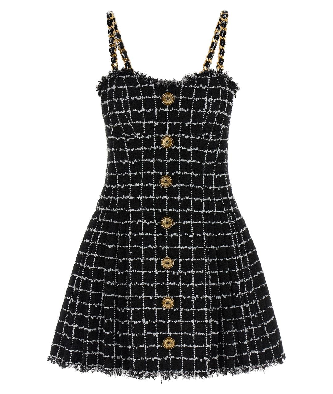 BALMAIN Черное твидовое коктейльное платье, фото 1