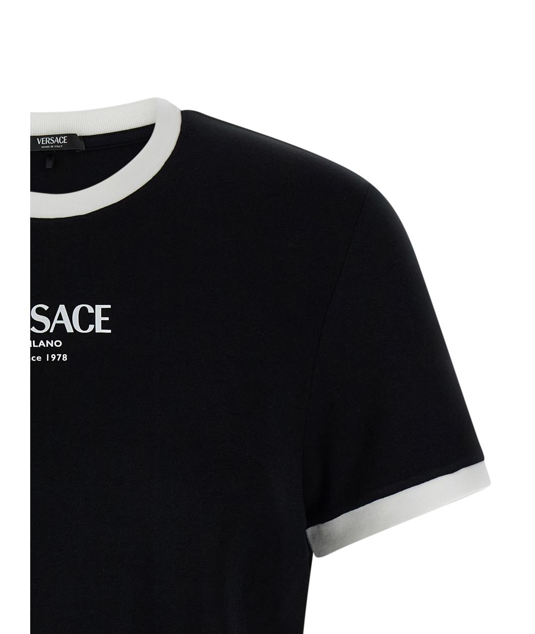 VERSACE Черная вискозная футболка, фото 3