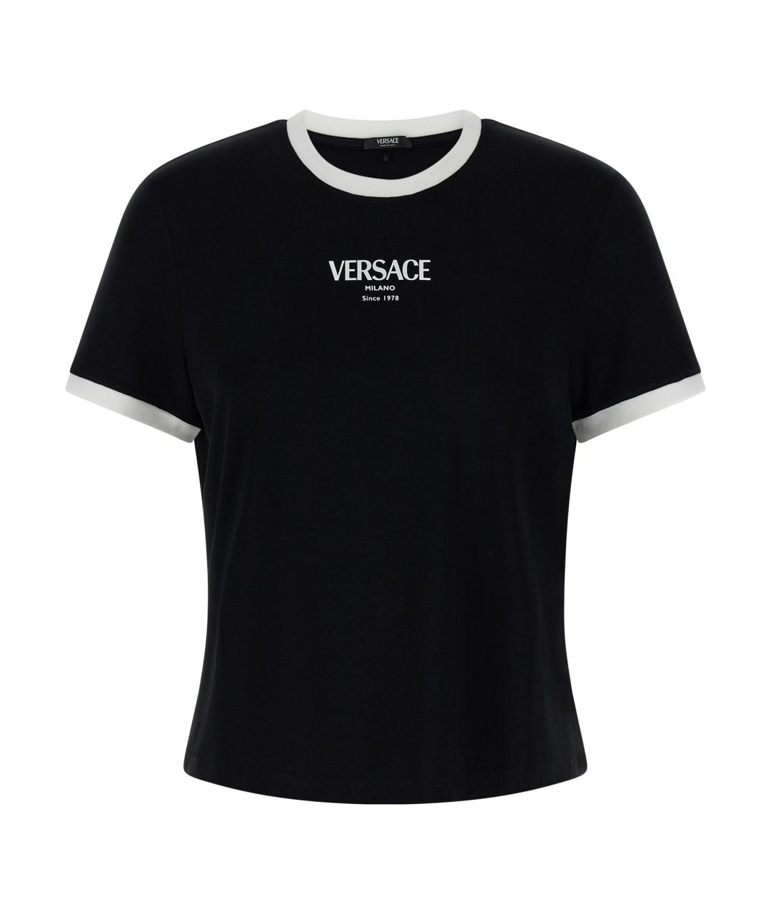 VERSACE Черная вискозная футболка, фото 1