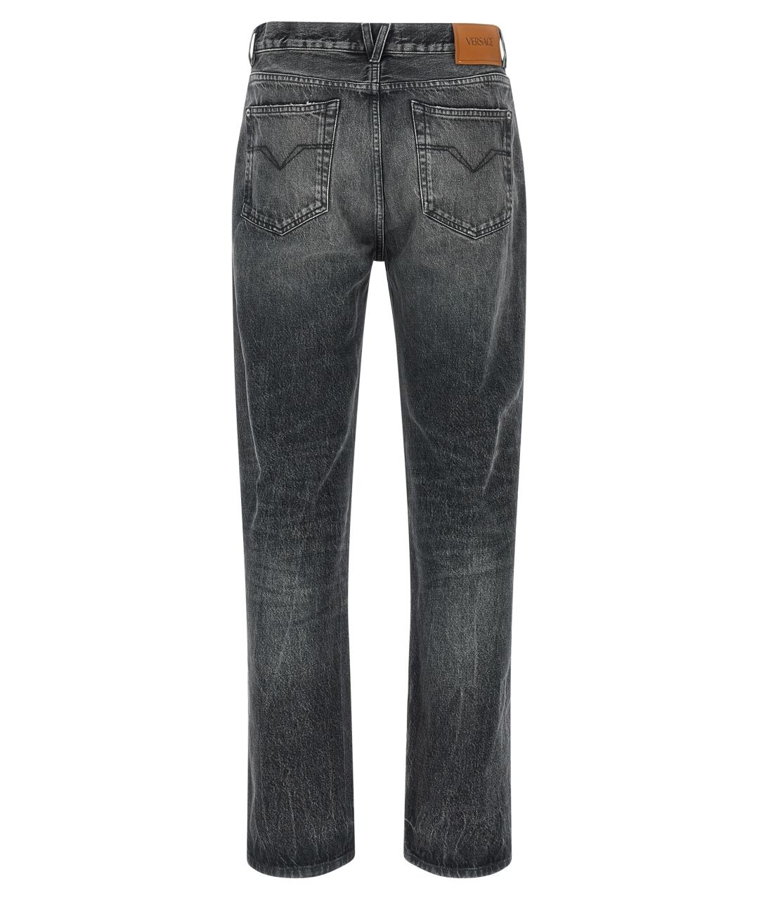VERSACE Серые хлопковые прямые джинсы, фото 2