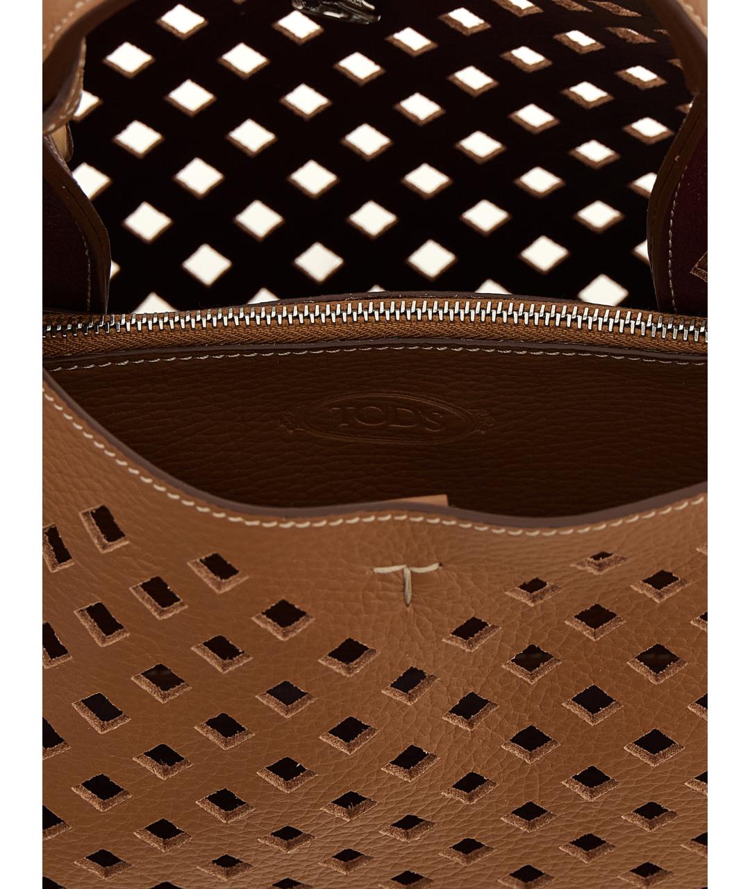 TOD'S Коричневая кожаная сумка тоут, фото 4