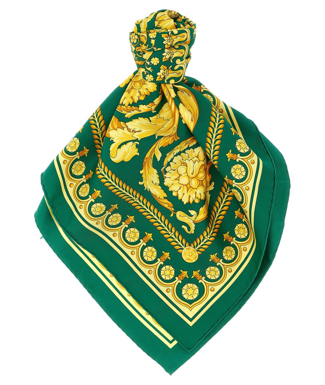 VERSACE Зеленый шелковый шарф, фото 1
