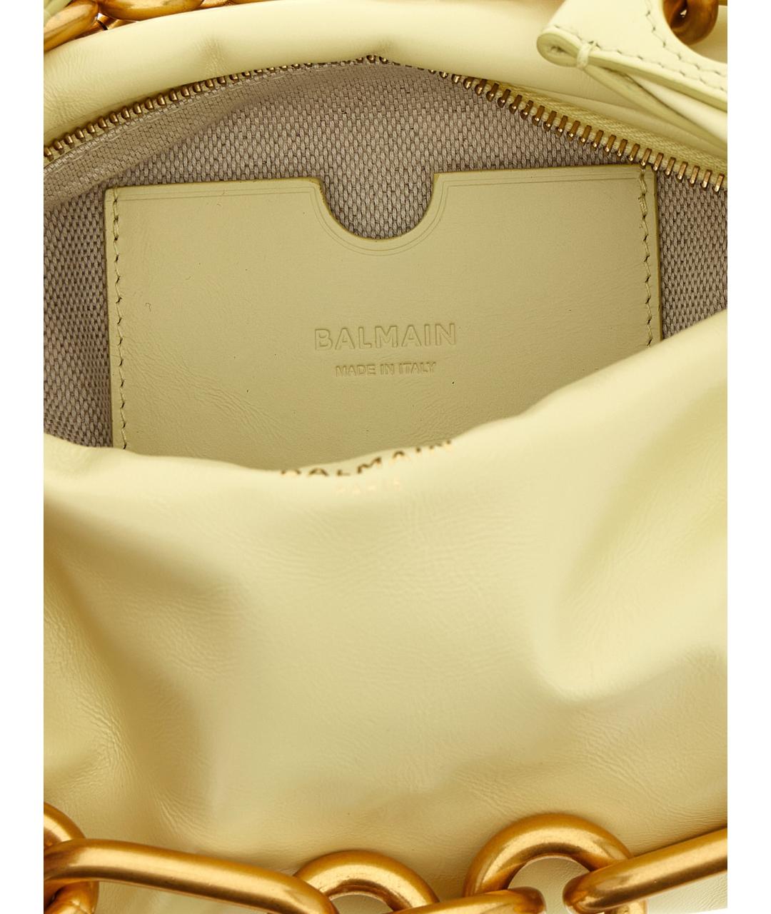 BALMAIN Желтая кожаная сумка через плечо, фото 4