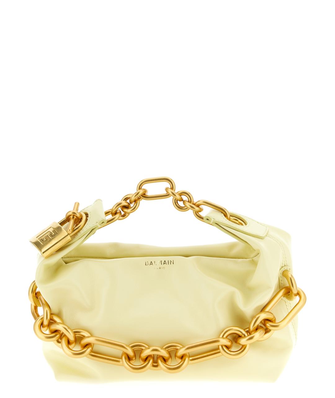 BALMAIN Желтая кожаная сумка через плечо, фото 1