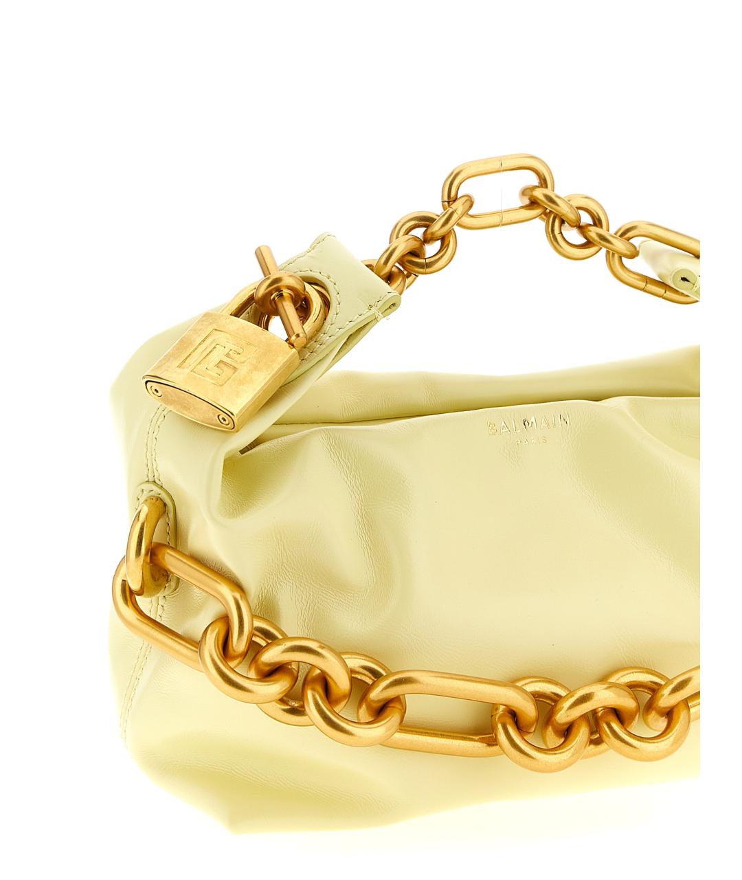 BALMAIN Желтая кожаная сумка через плечо, фото 3