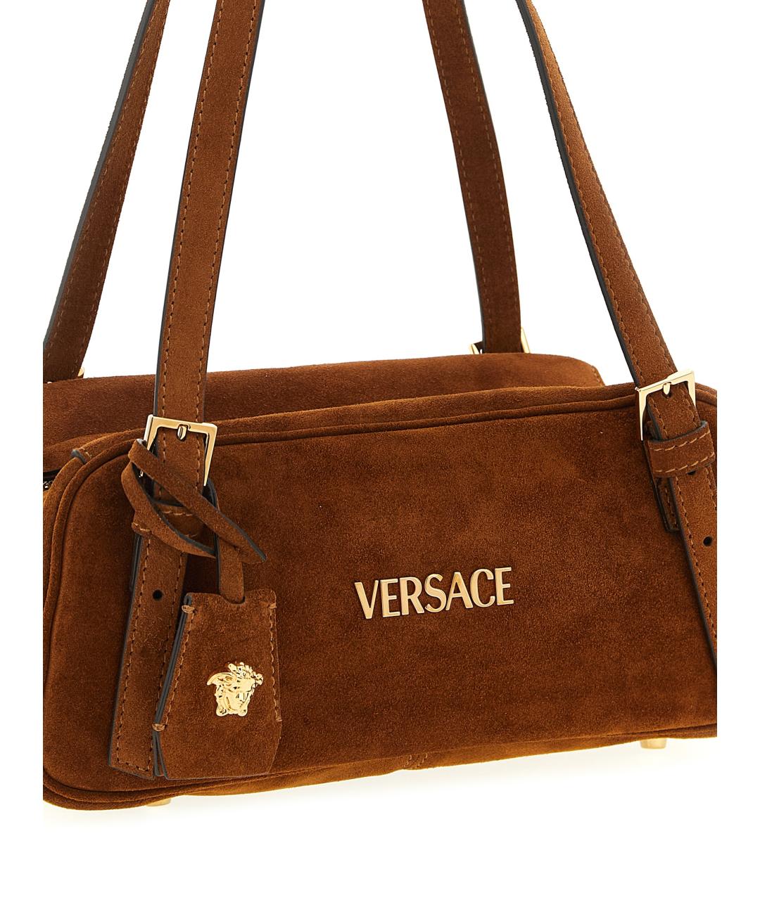 VERSACE Коричневая замшевая сумка через плечо, фото 3