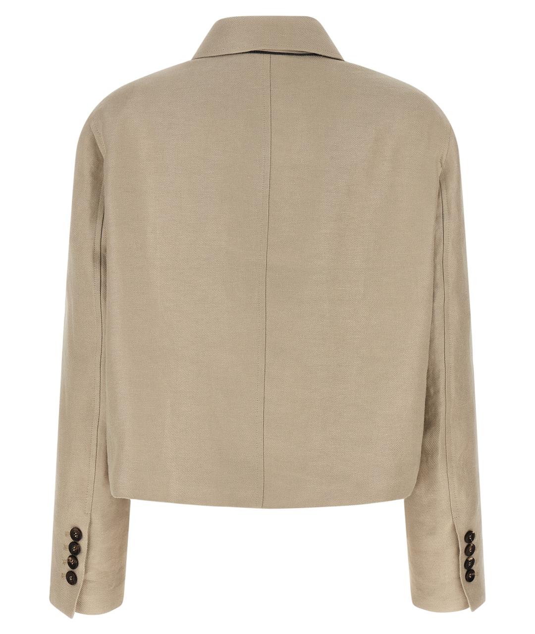 BRUNELLO CUCINELLI Бежевая льняная куртка, фото 2