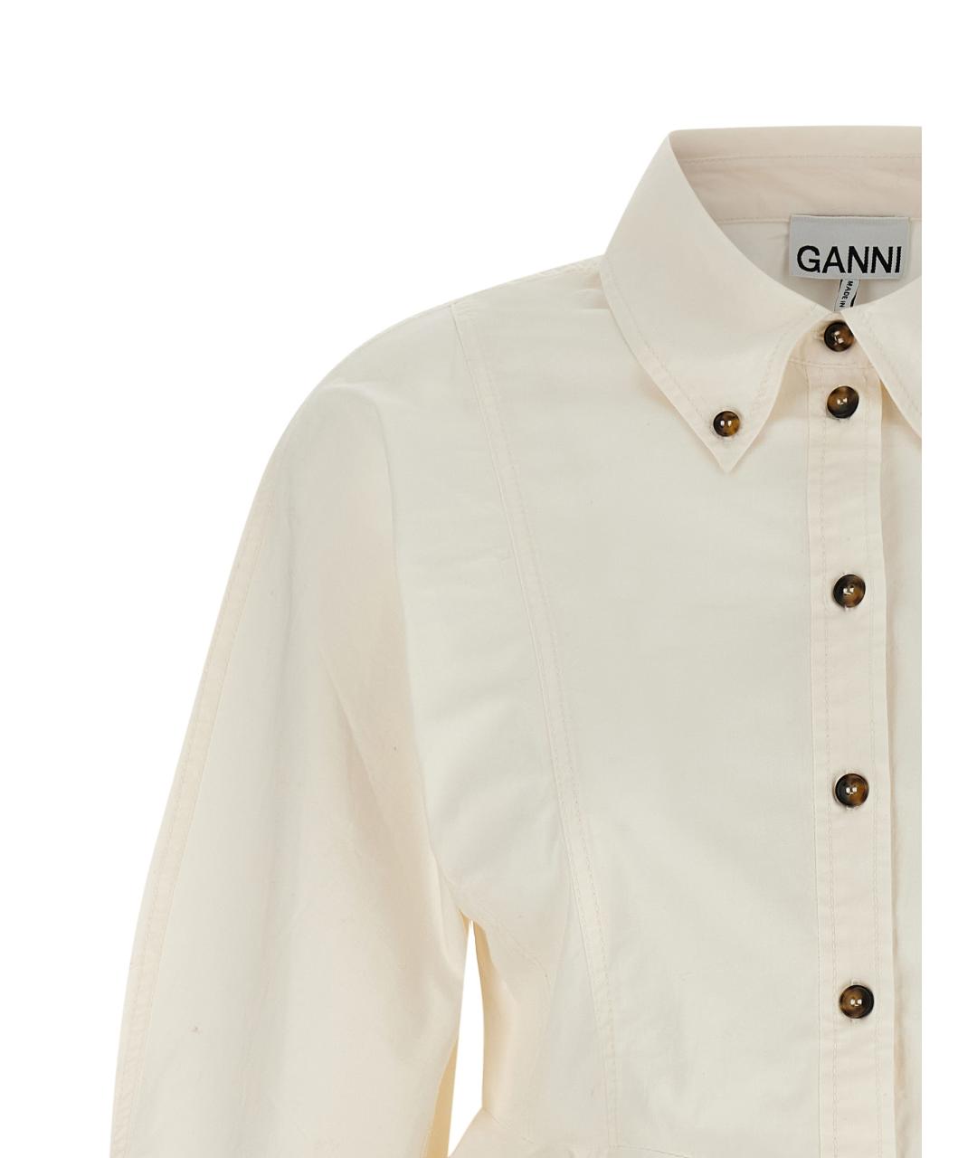 GANNI Белая хлопковая рубашка, фото 3