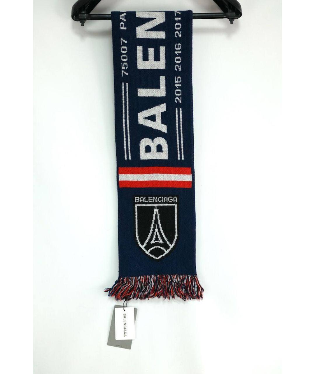 BALENCIAGA Темно-синий шерстяной шарф, фото 7