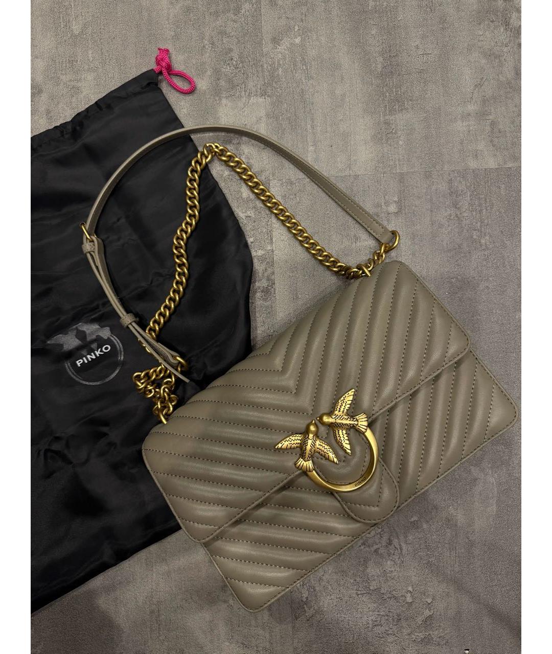 PINKO Серая кожаная сумка через плечо, фото 8