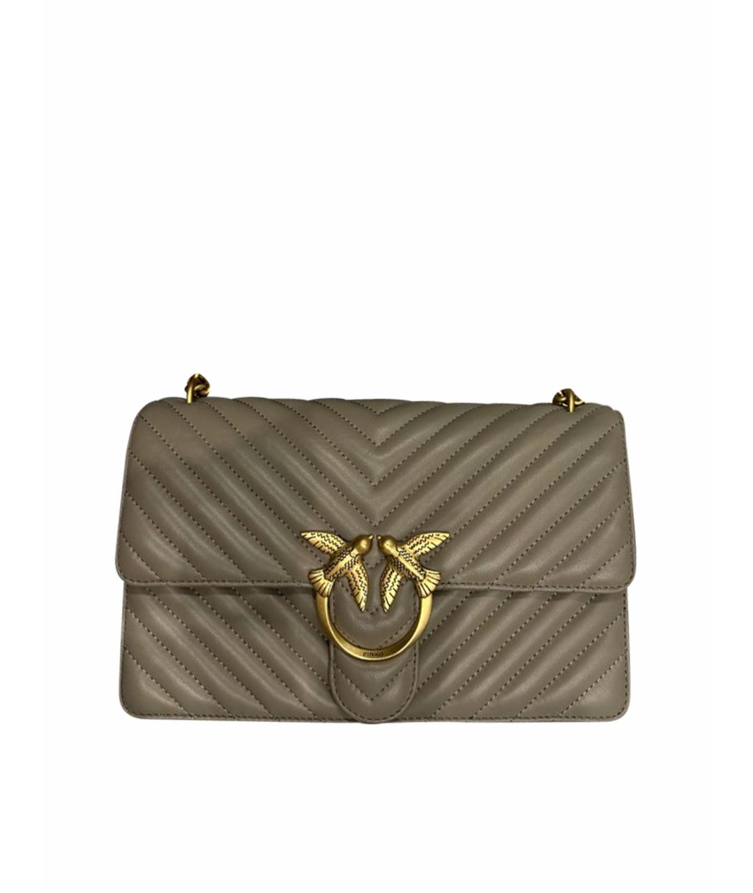 PINKO Серая кожаная сумка через плечо, фото 1