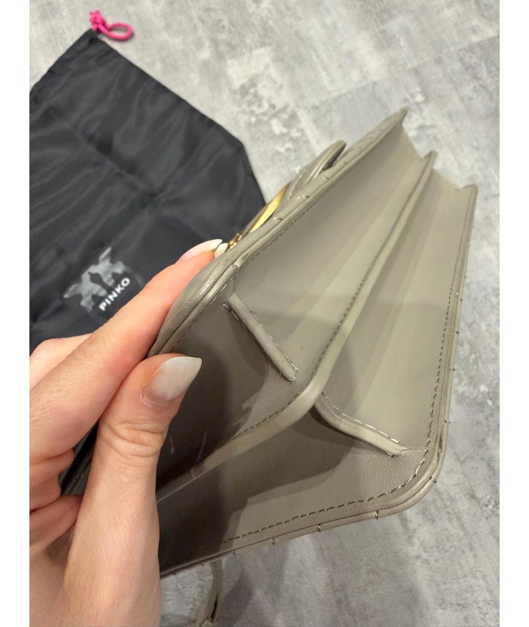 PINKO Серая кожаная сумка через плечо, фото 6