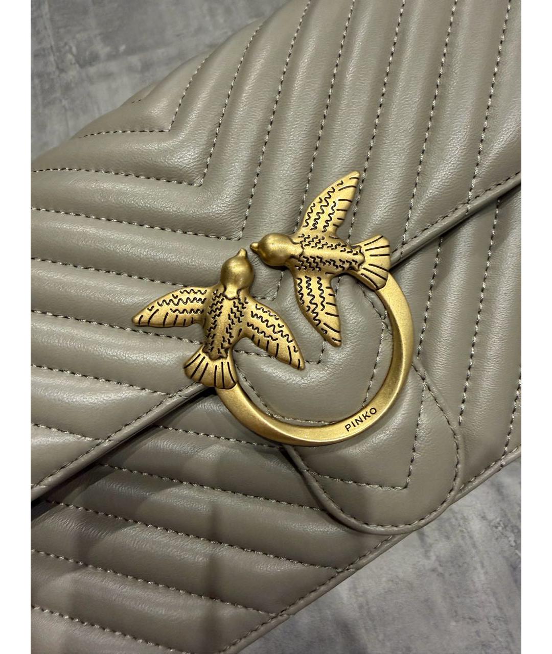 PINKO Серая кожаная сумка через плечо, фото 3