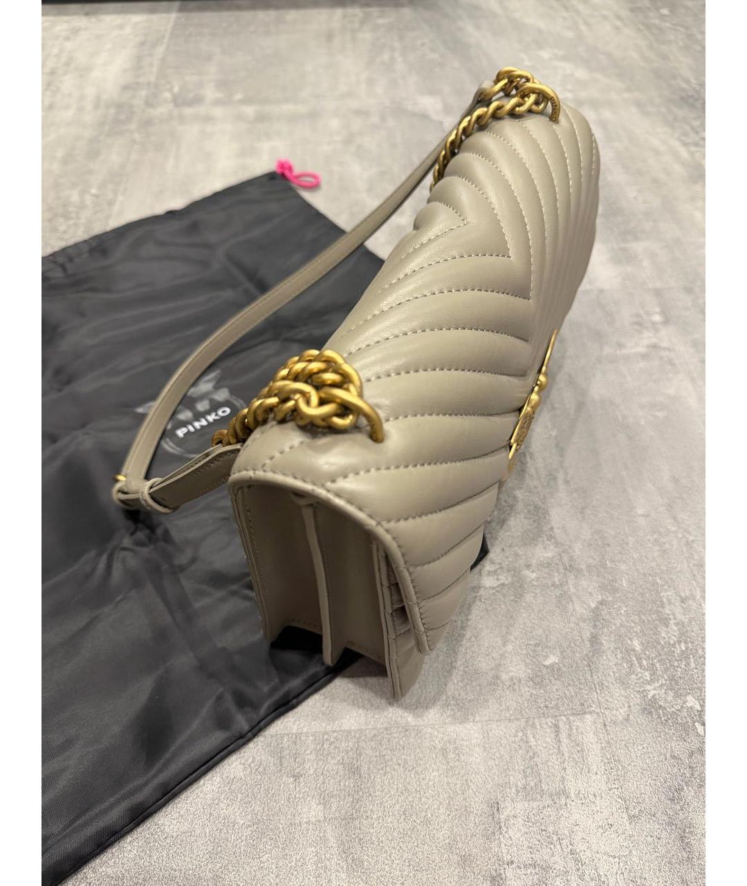 PINKO Серая кожаная сумка через плечо, фото 2