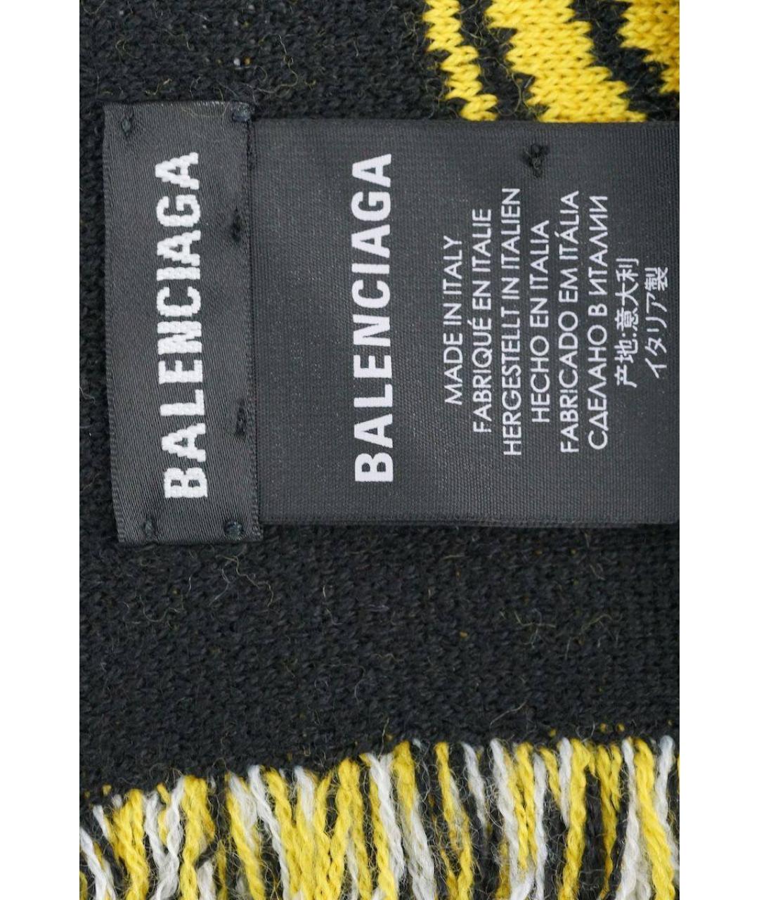 BALENCIAGA Черный шерстяной шарф, фото 7