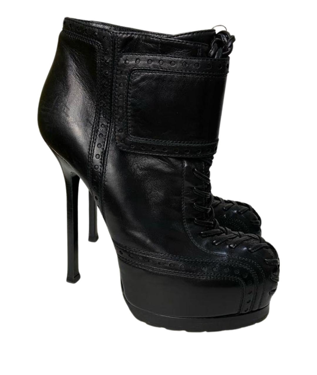 SAINT LAURENT Черные кожаные ботильоны, фото 1