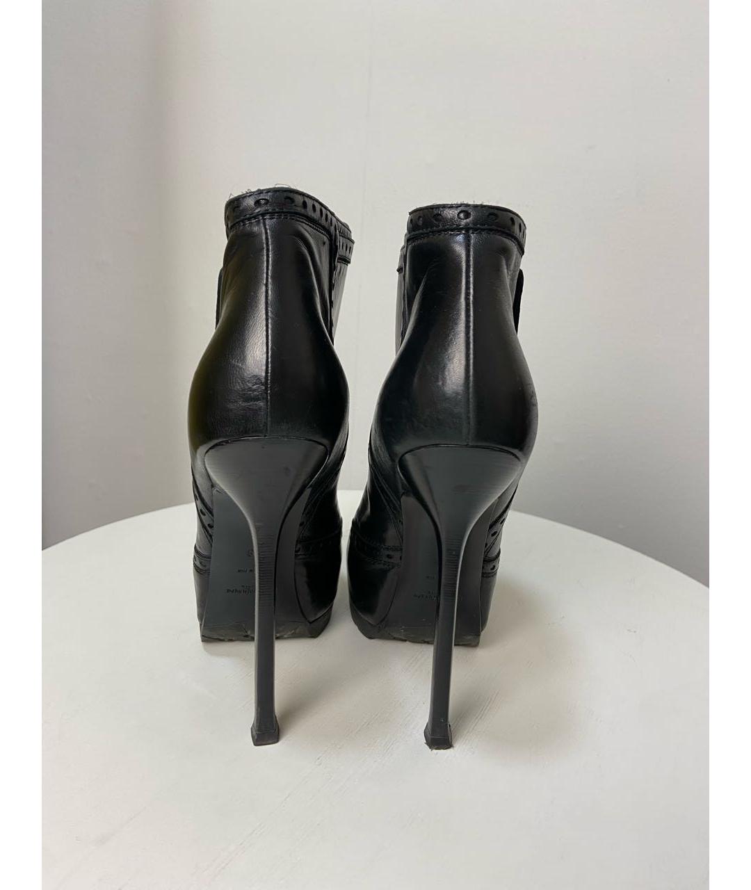 SAINT LAURENT Черные кожаные ботильоны, фото 4