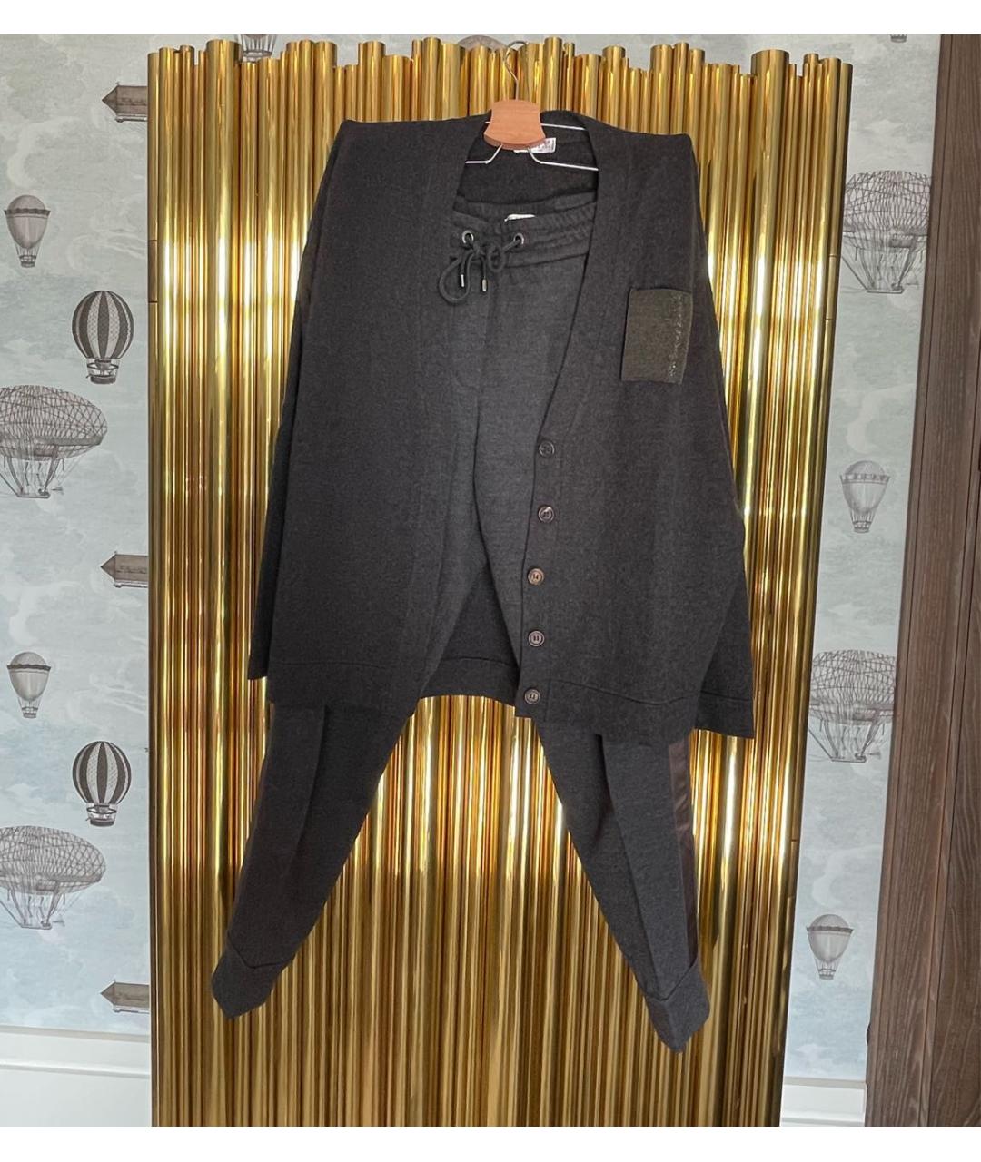 BRUNELLO CUCINELLI Антрацитовый шерстяной костюм с брюками, фото 5